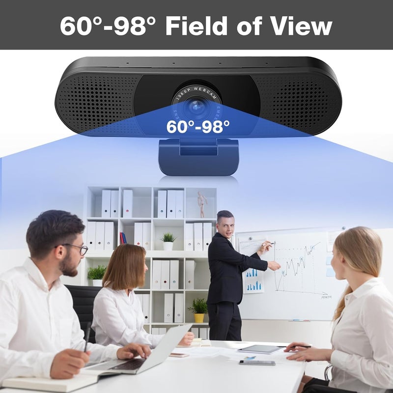 EMEET C980 PRO 3-in-1 1080P Webcam with Microphone and Speaker, 60Â°-98Â° Wide Angle Webcam w/ 4 Noise Cancel Mics, 2 Speakers, Auto Low Light Correction W/Cover, USB Camera for Online Conference/Class - Image 5
